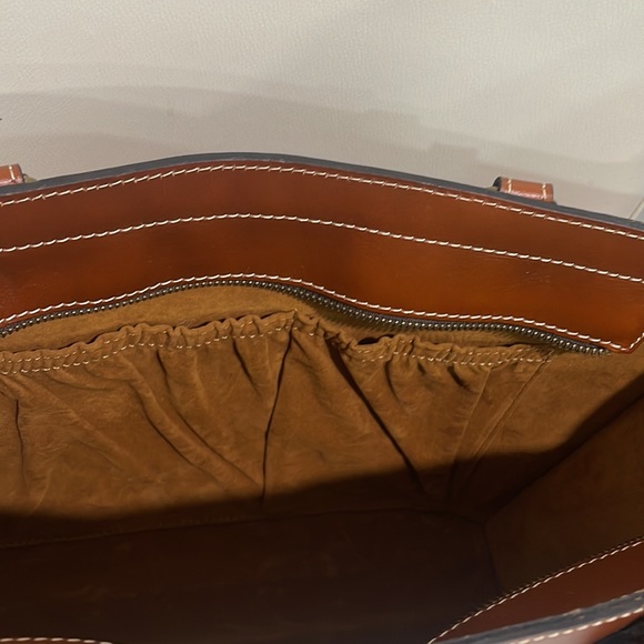 Patricia Nash Zancona Tan Leather Top Zip Closure Tote Bag - Picture 7 of 8